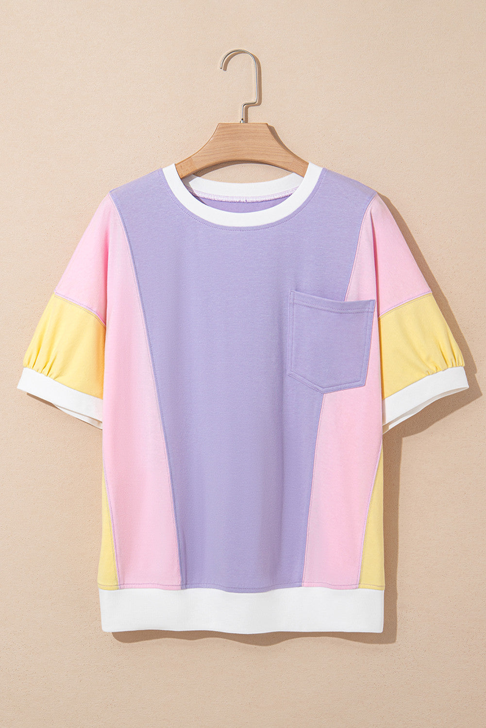 Purple color block tee