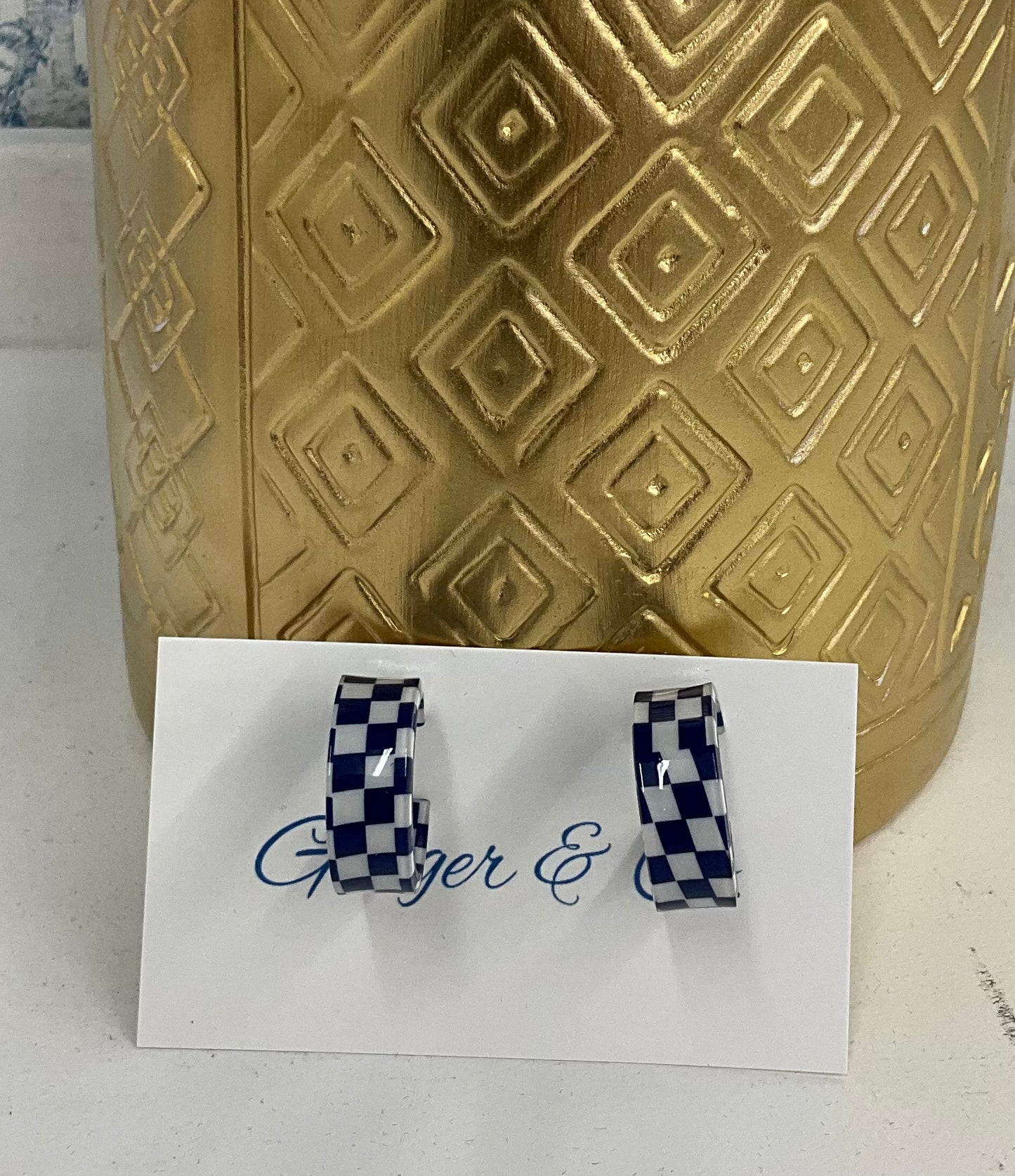 Ble/White Game Day earrings