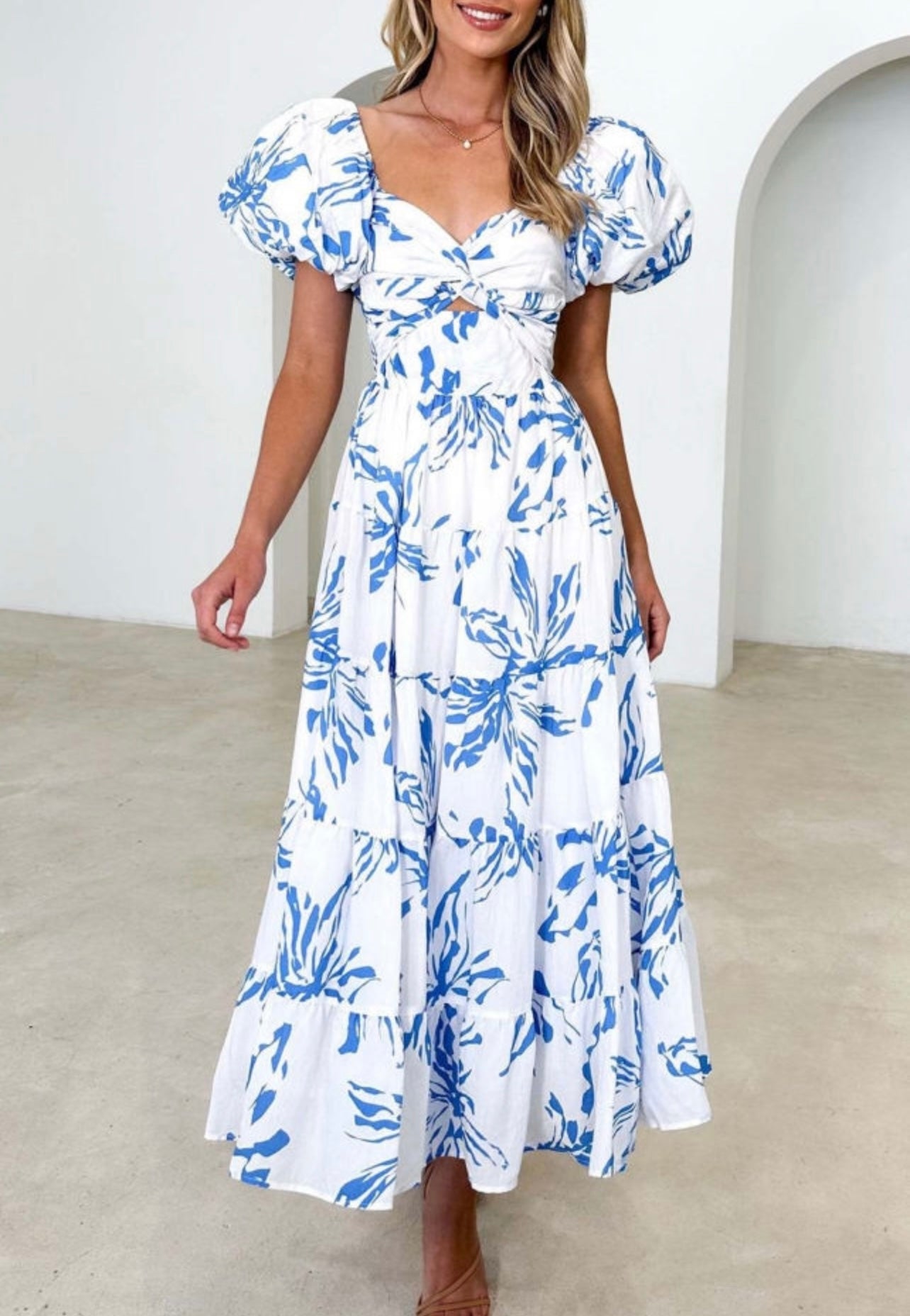 Blue floral long dress
