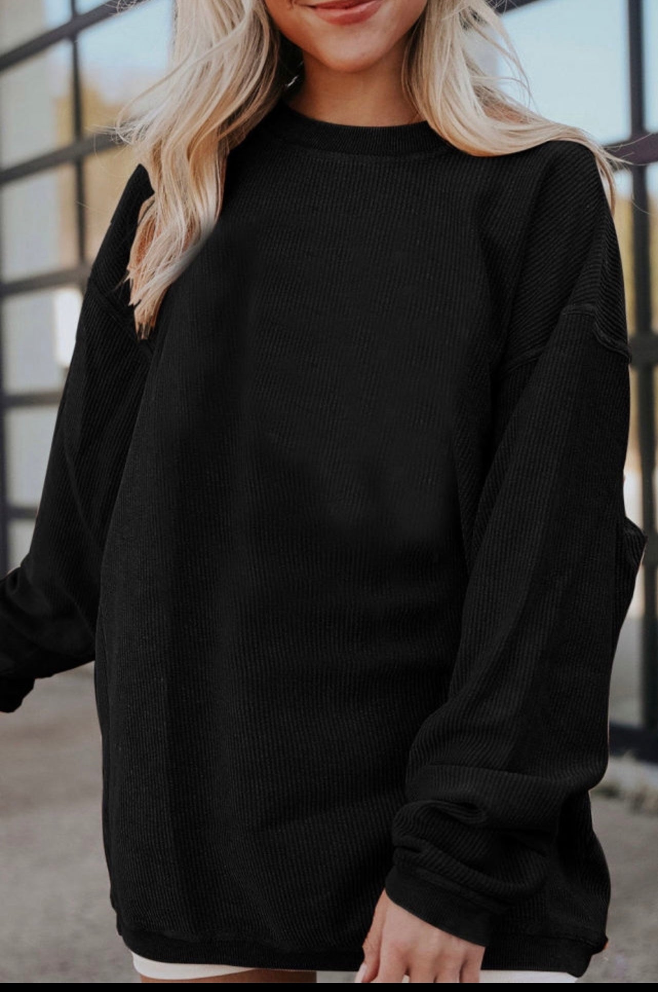 Black drop sleeve sweat