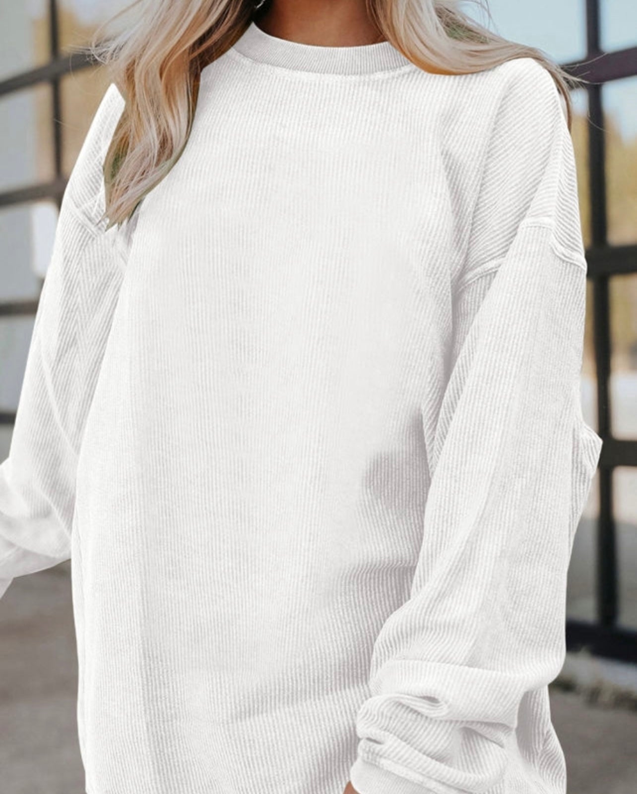 white drop sleeve sweat