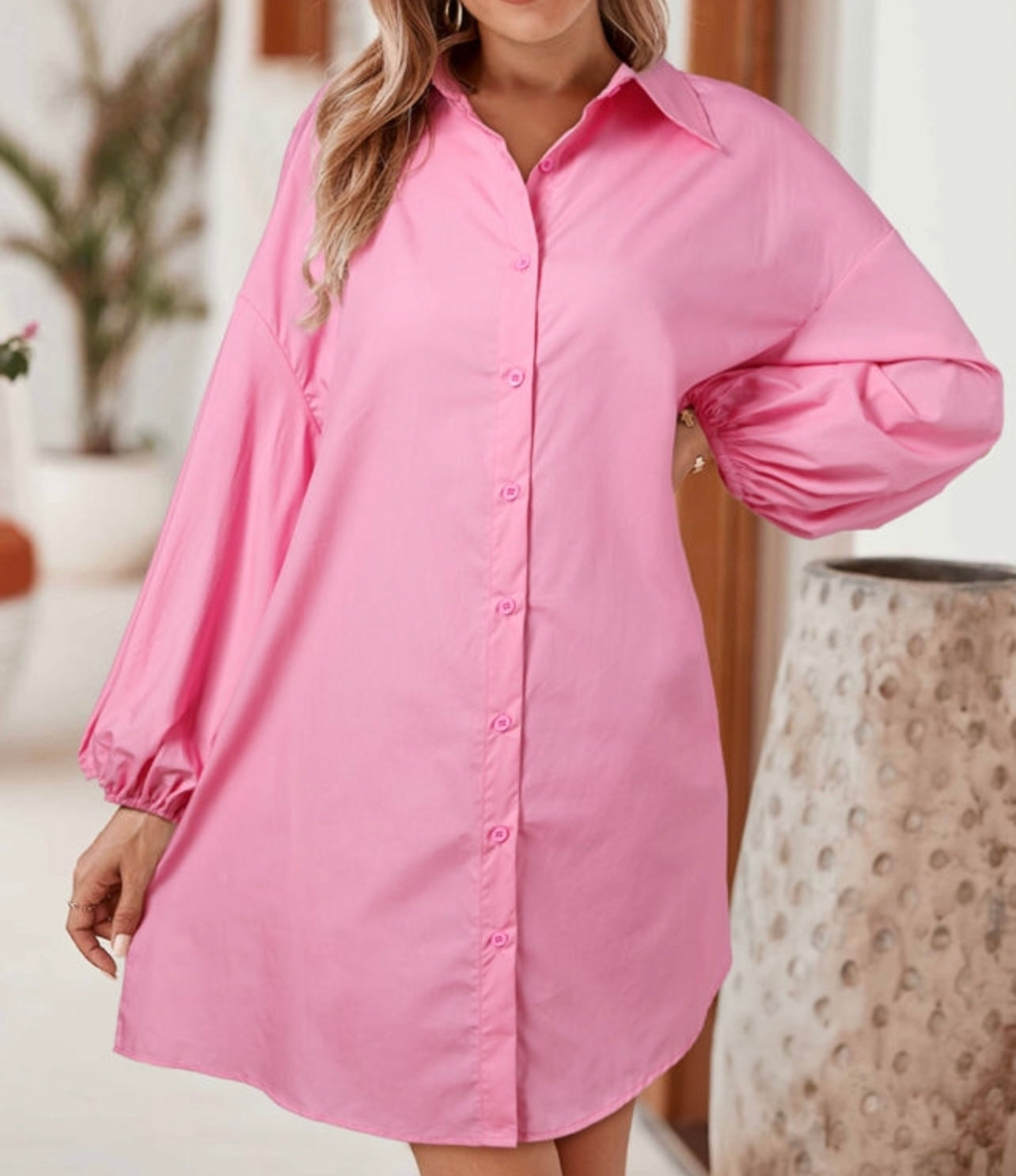 Pink shirt dress