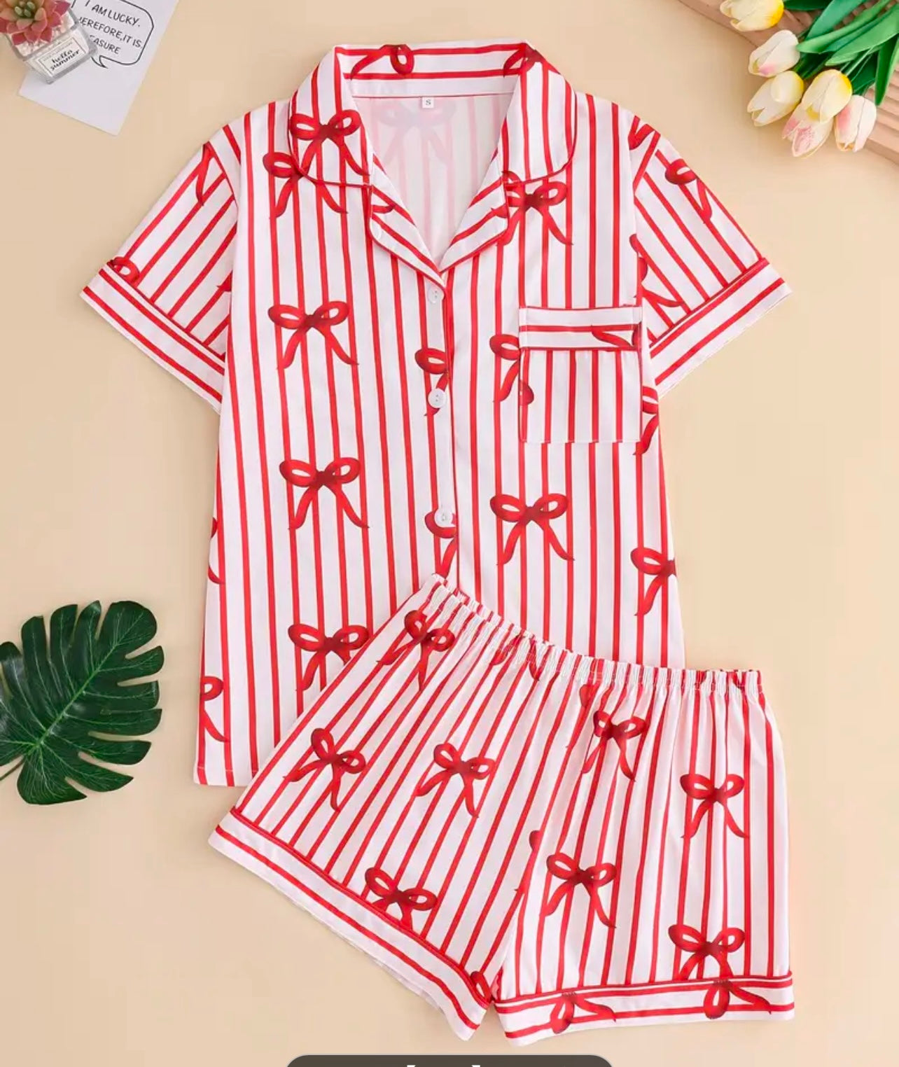 Red/white bow pajamas