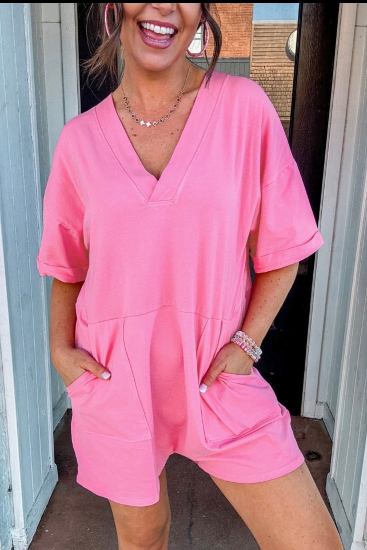 Loose pink romper