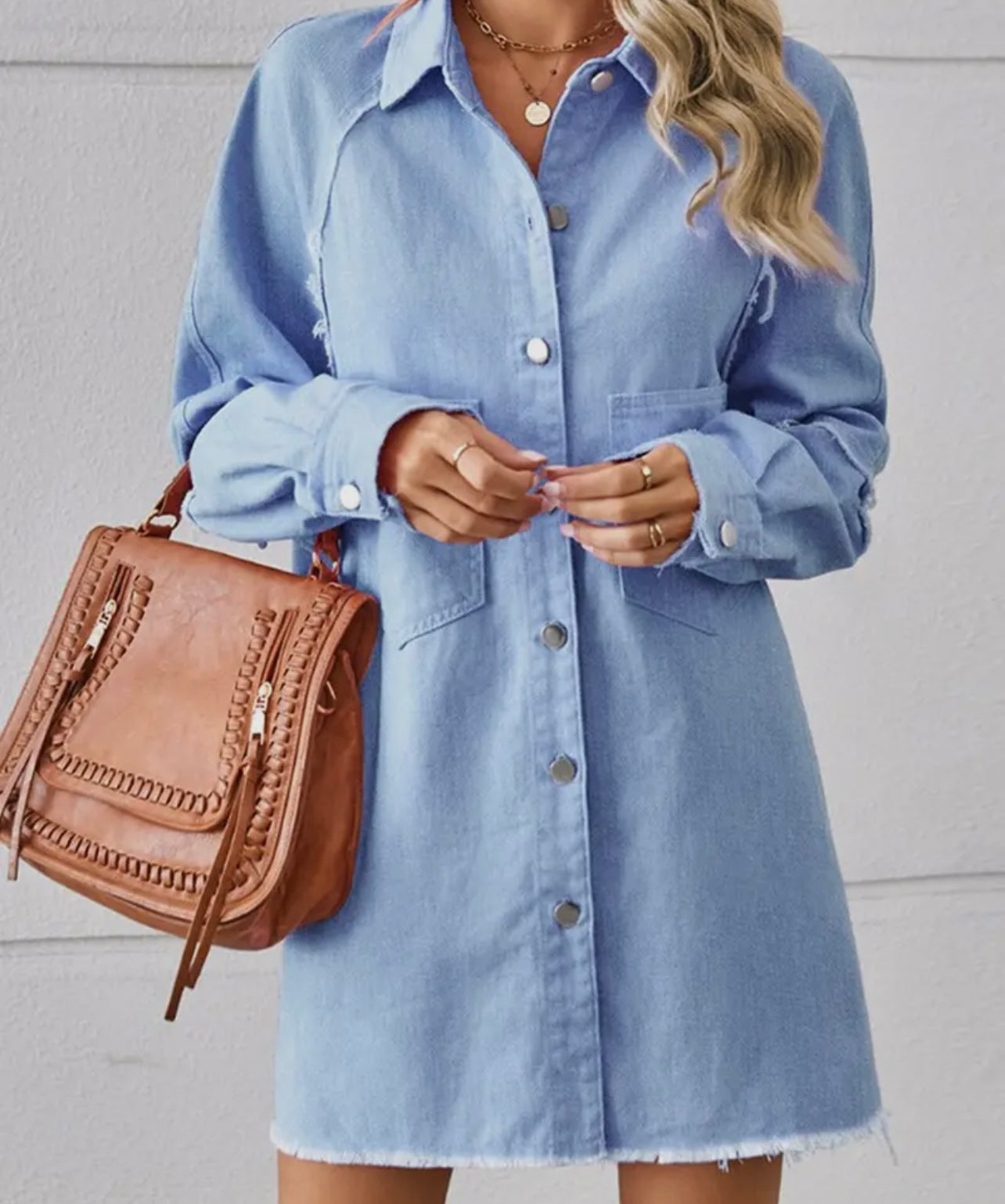 Denim dress raw edge