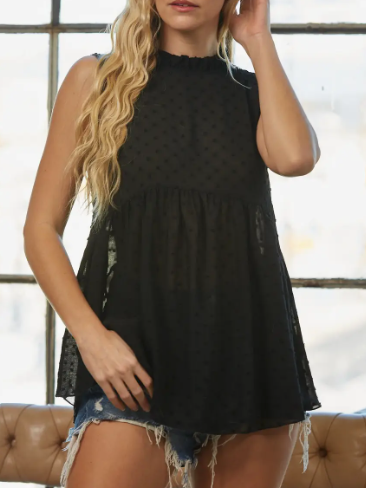 Sheer dot sleeveless top