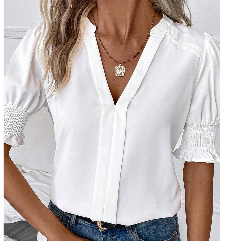 White smock 3/4 sleeve top