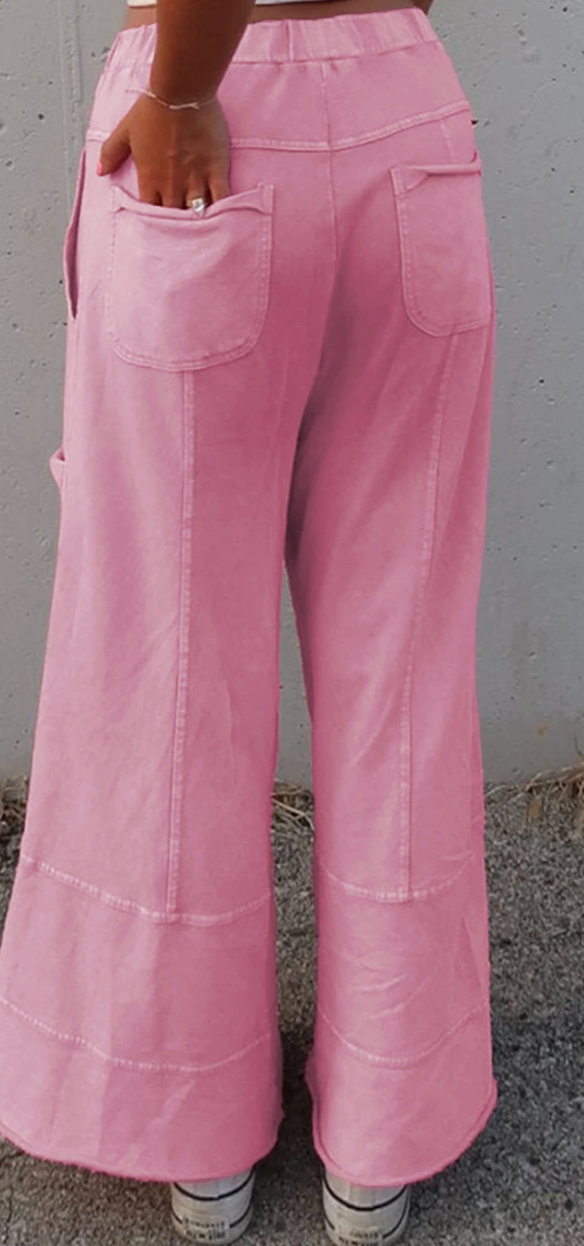 Mineral Wash Wide Leg Cargo Pants