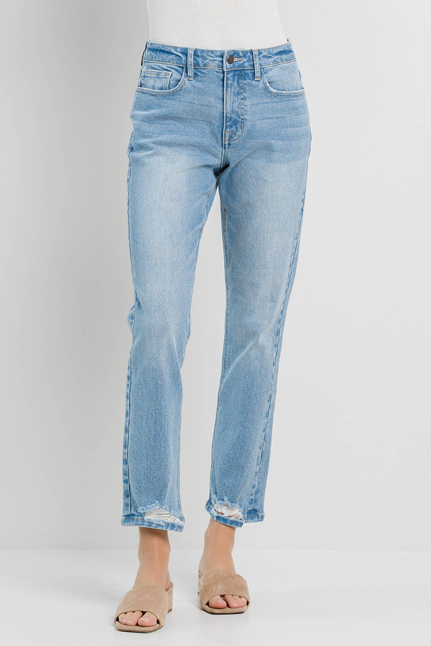 Straight with Grinded Hem: Light Denim