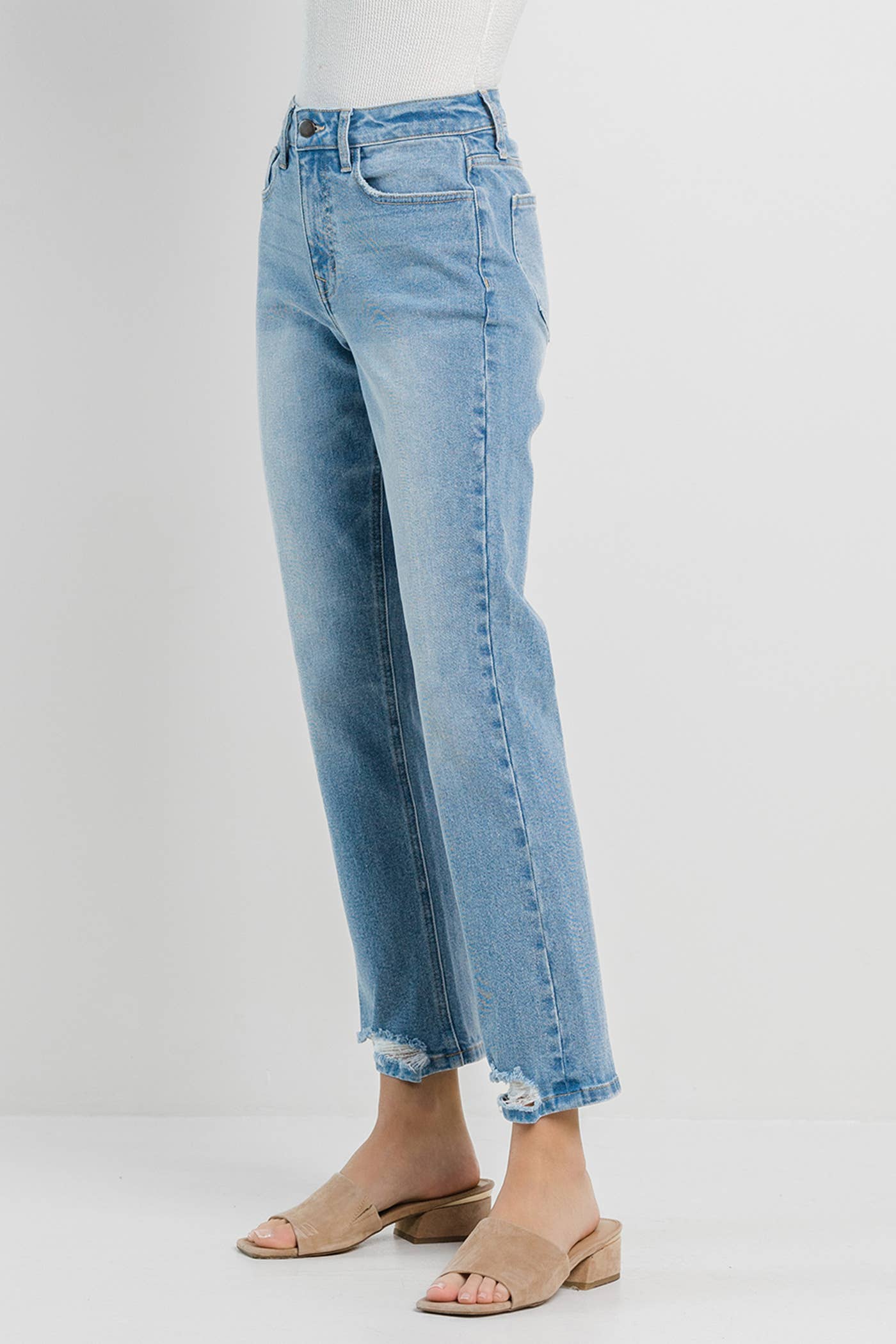 Straight with Grinded Hem: Light Denim