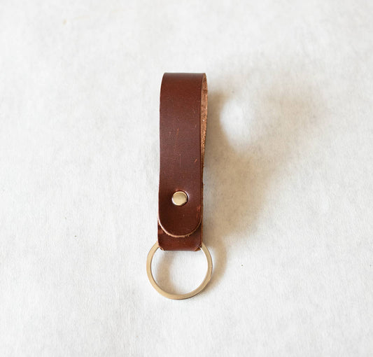 Leather Key Ring - Keychain: Copper Brown