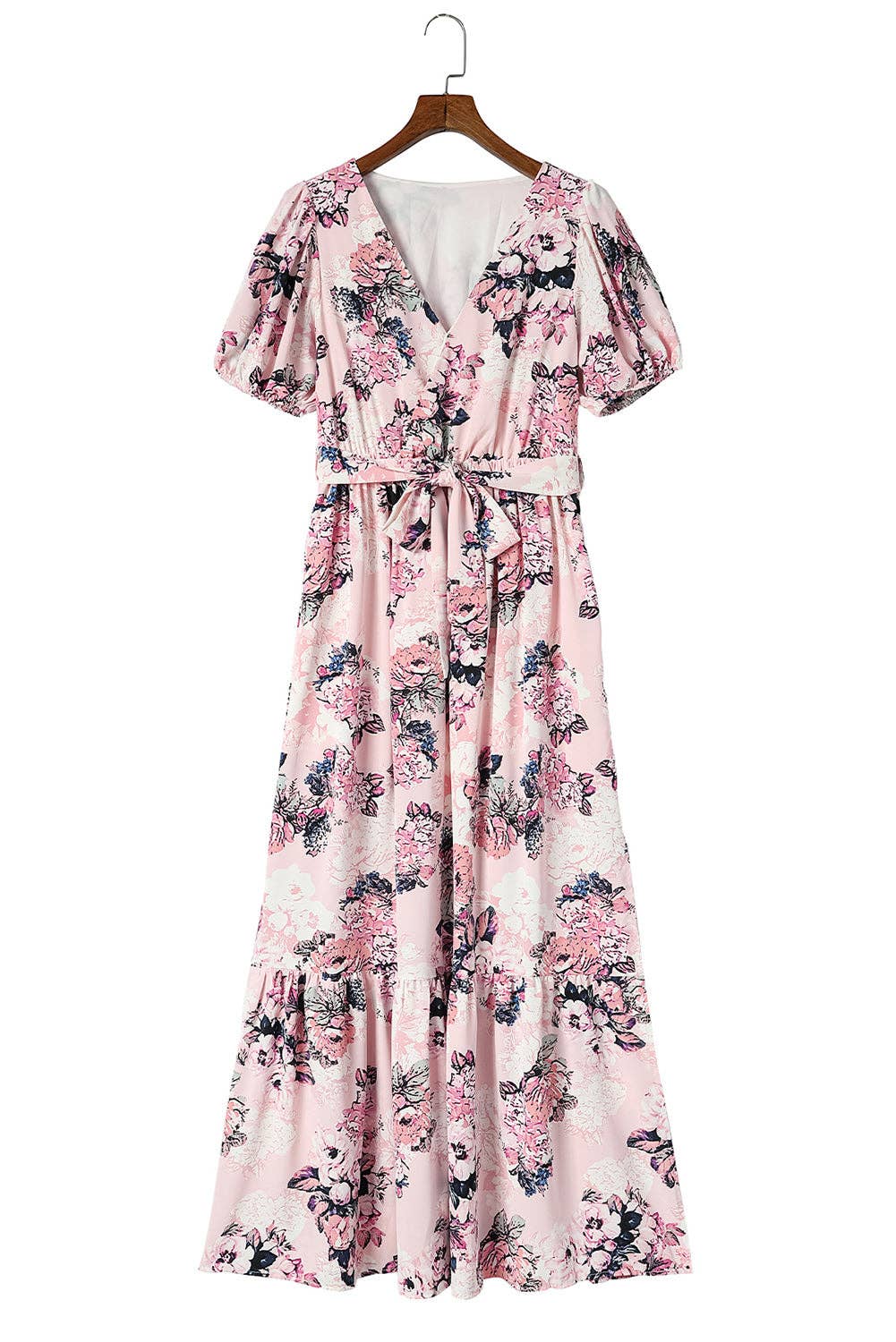 Floral High Waist Maxi Dress: / Pink