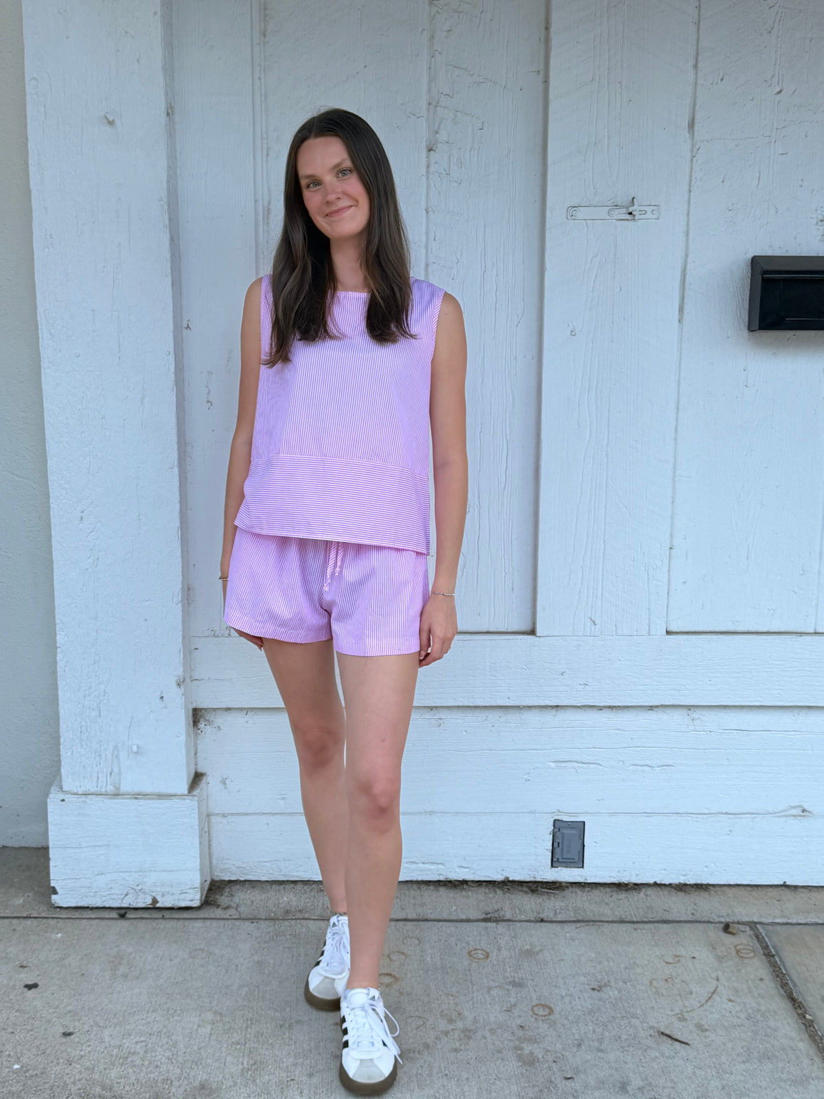 striped sleeveless set
