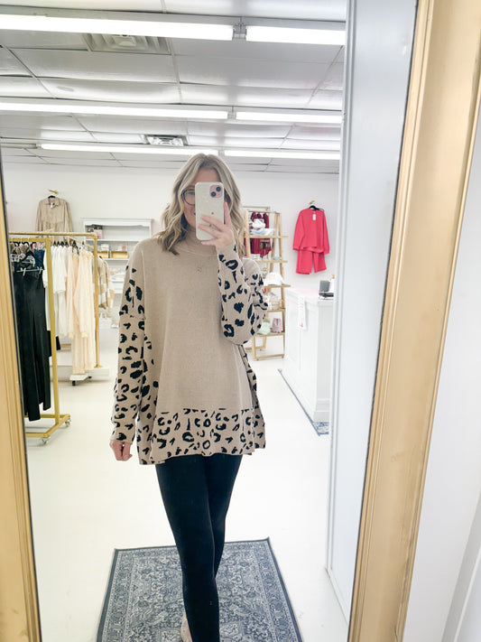 Leopard High Neck Sweater