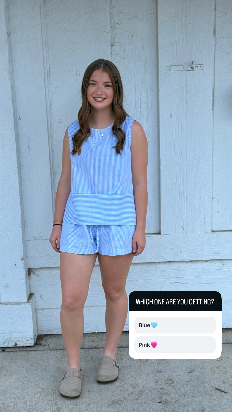 striped sleeveless set