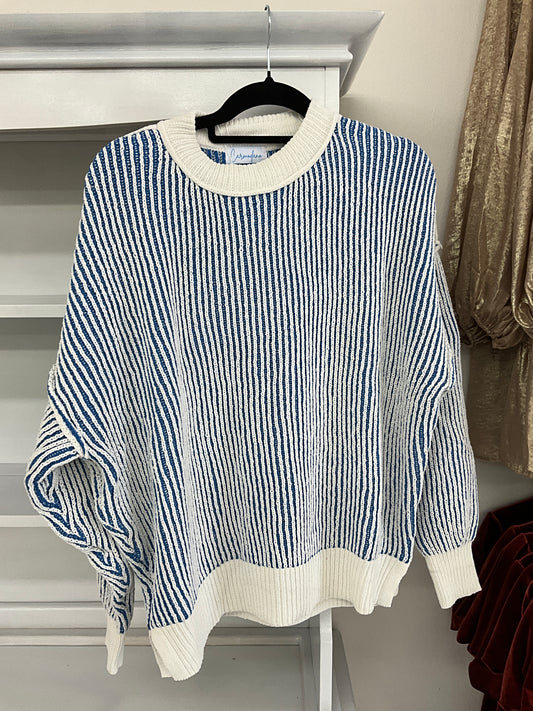 Blue\ pink striped sweater