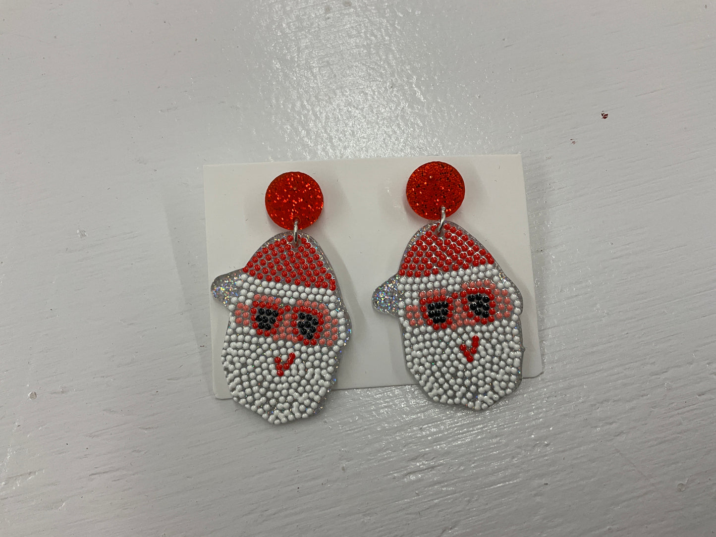 Beaded Santa Earrings