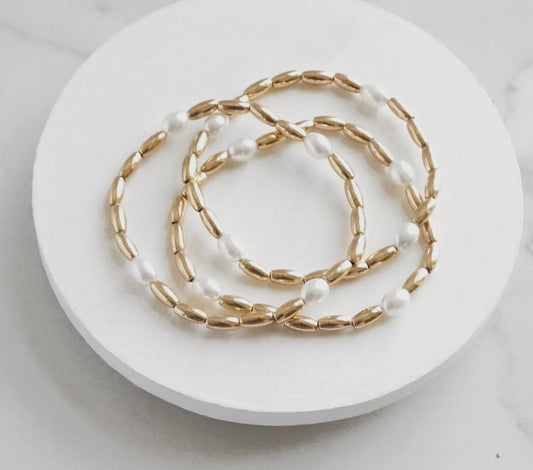 Gold tone & pearl 3 stack