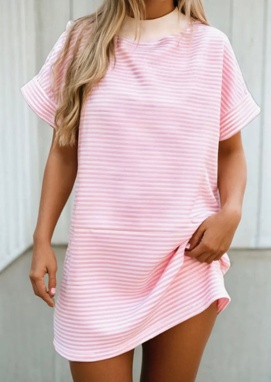 Mock neck pink dress