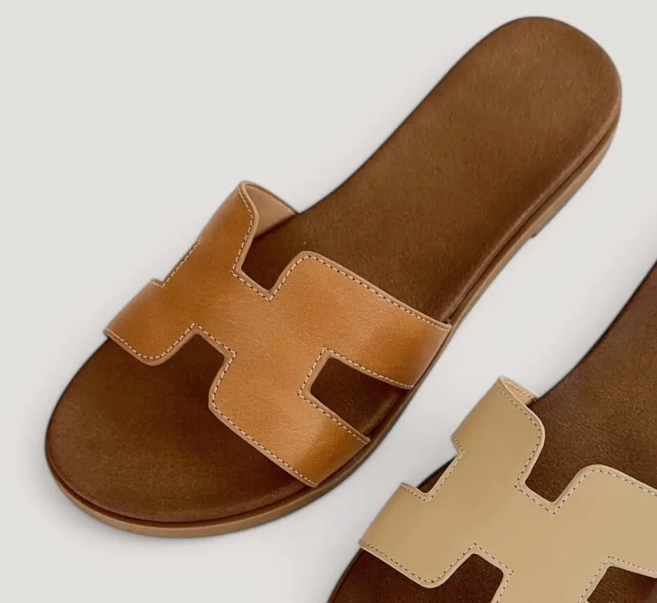 Slip on sandals-TAN