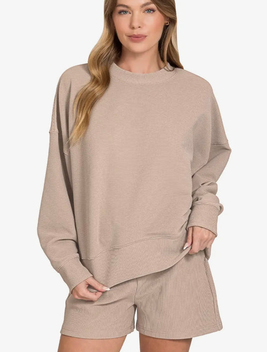 ZEN short 2 piece long sleeve taupe