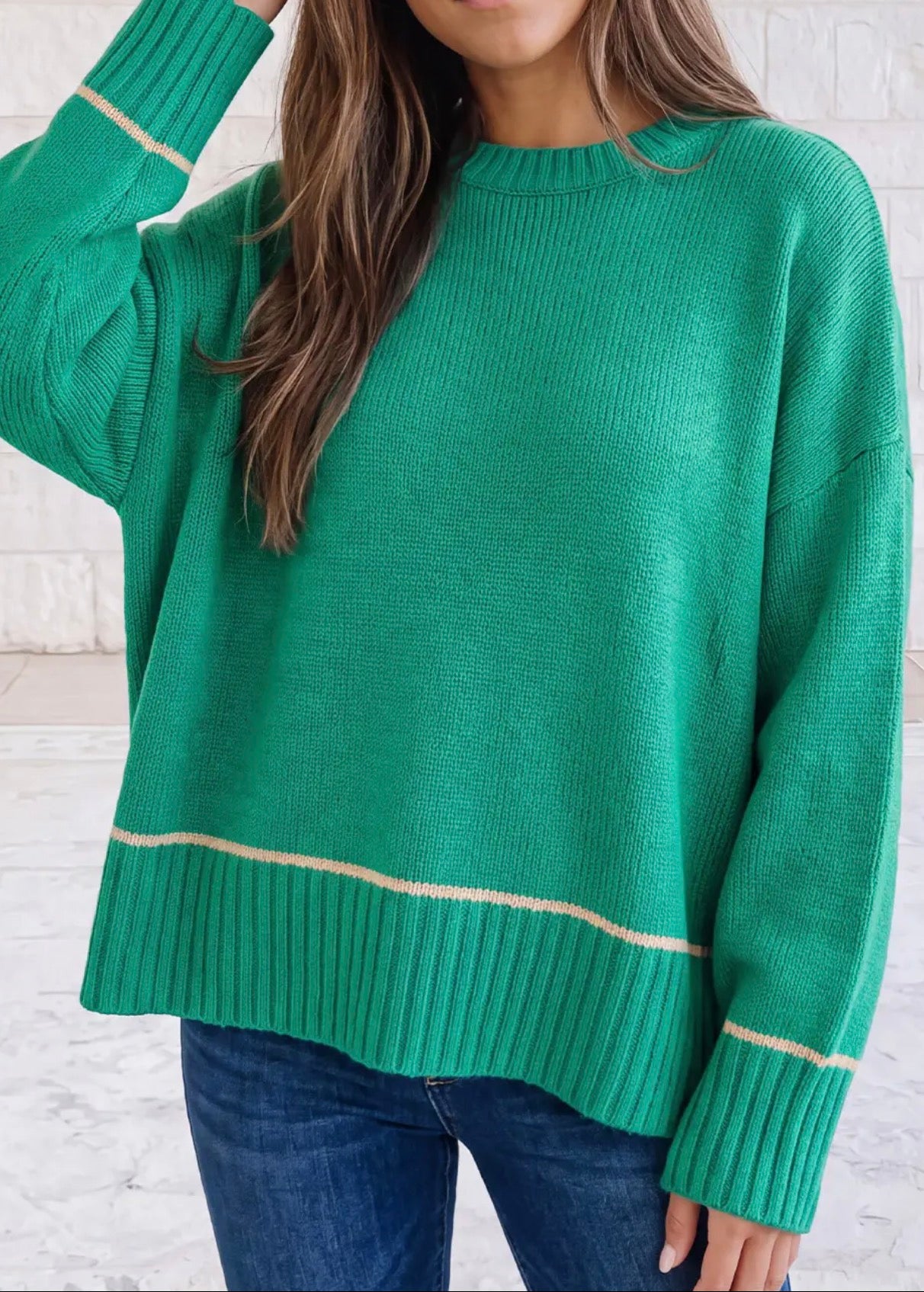 Green/white sweater
