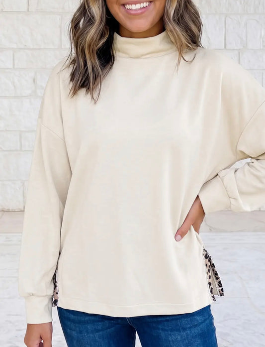 White leopard trim top