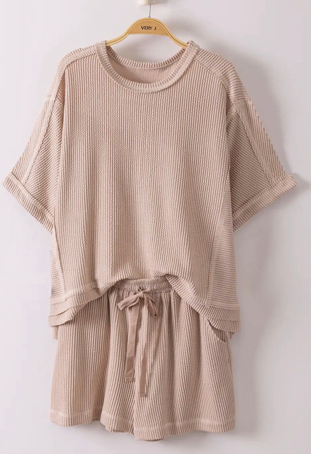 Ribbed knit oatmeal set