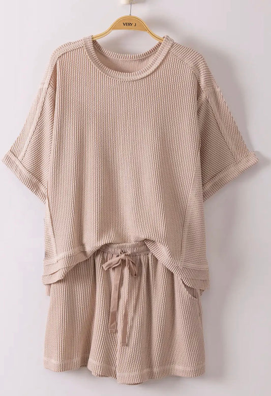 Ribbed knit oatmeal set