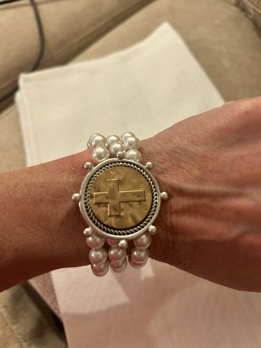 Beaded white cross brace