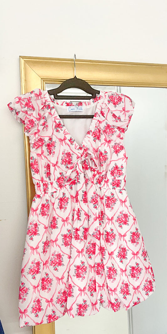 Pink mini floral dress