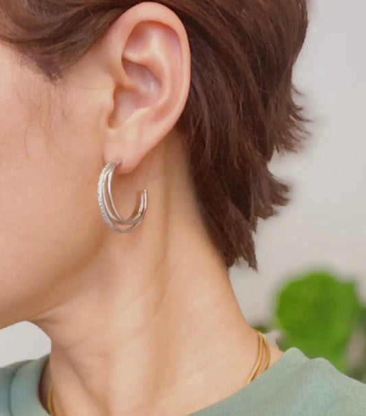 Silver diamond hoop
