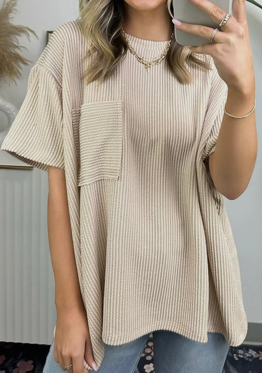 open arm knit pocket top