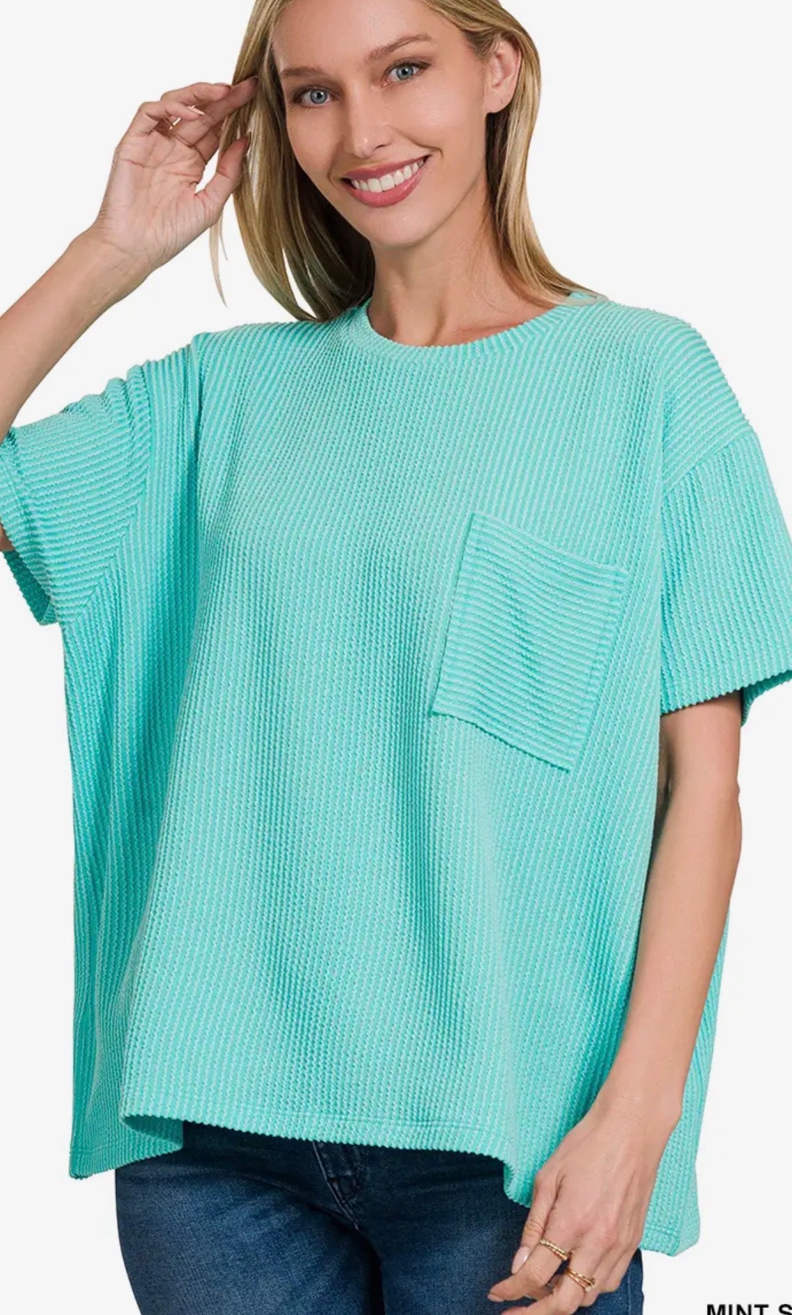 Ribbed short sle. top