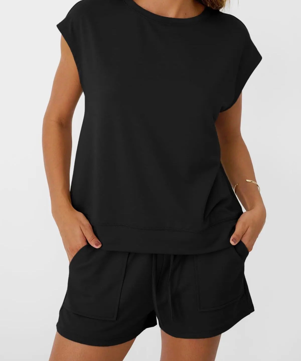 Black cap sleeve set
