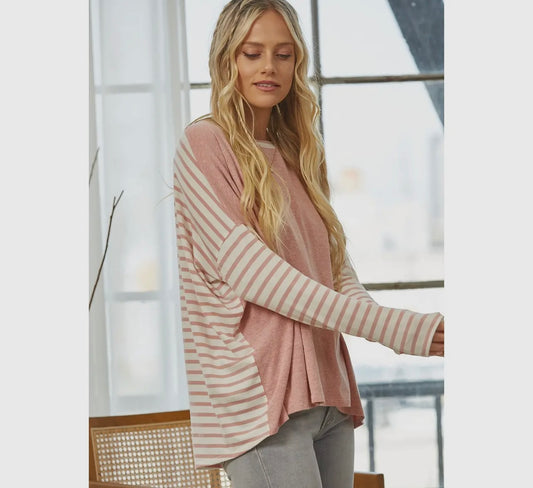 oversized peach long stripe