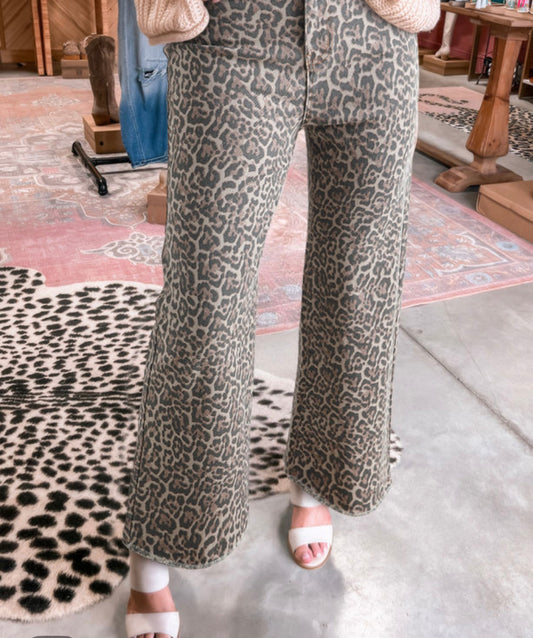 Leopard print jeans