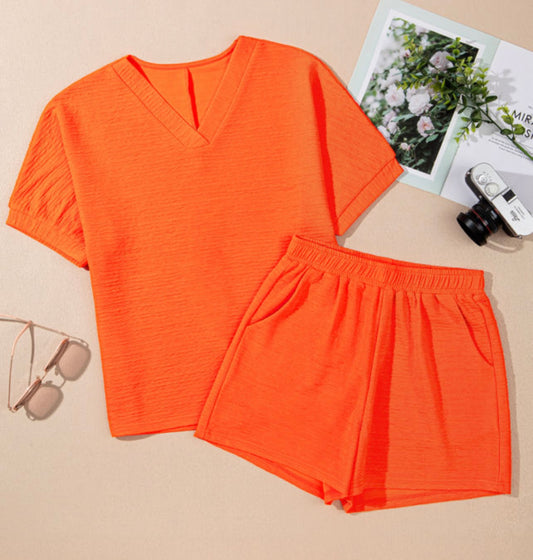 2 piece orange short set
