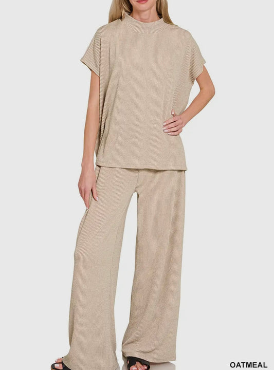 Short sleeve 2 piece set ivory