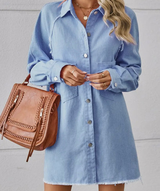 Denim dress raw edge