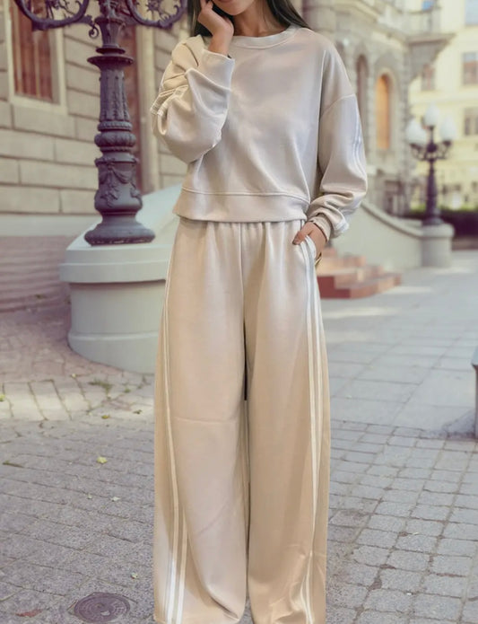 2 piece oatmeal set with stripe