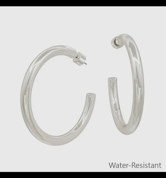 Large silver hoop earrings