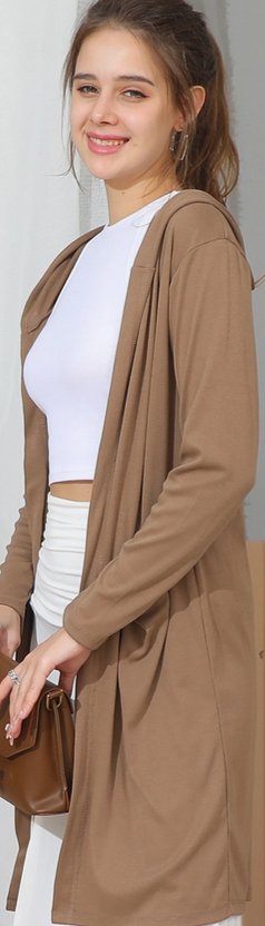 WOMEN LONG CARDIGAN - taupe