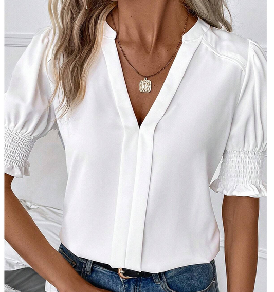 White smock 3/4 sleeve top