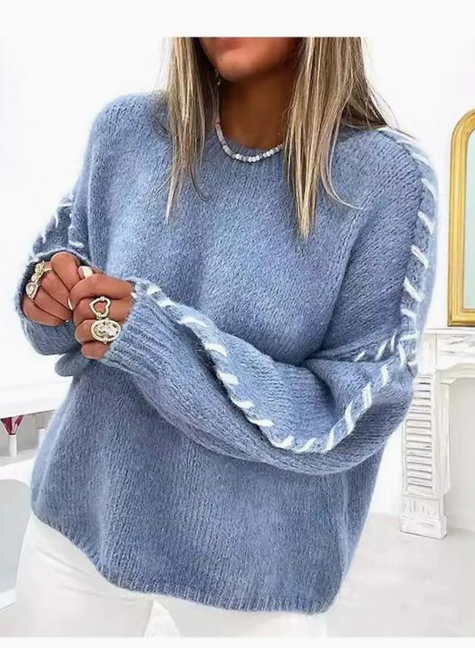 Stitch arm sweater -blue