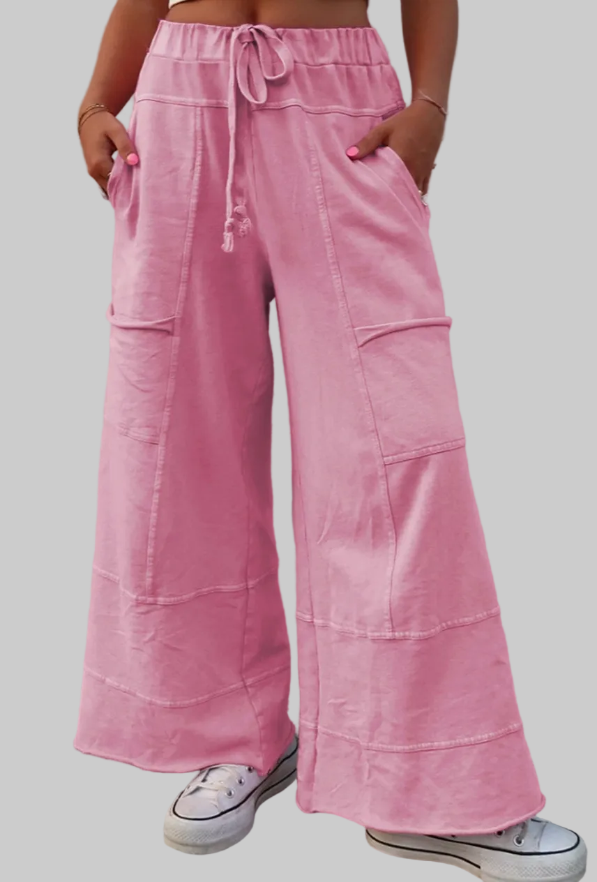 Mineral Wash Wide Leg Cargo Pants