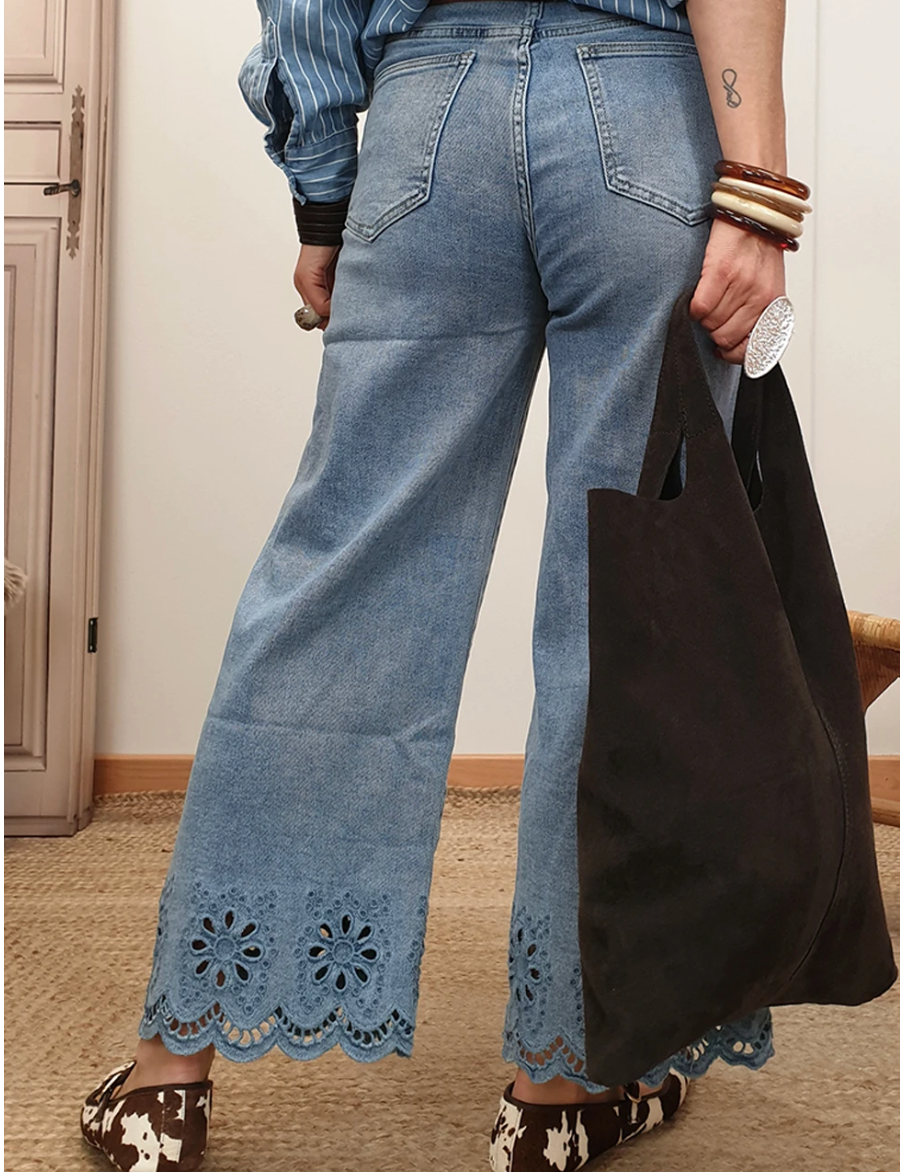 Pattern bottom Cropped High Jeans