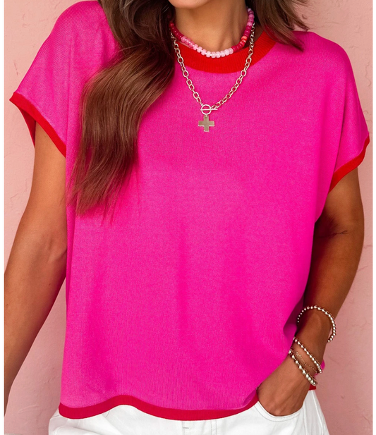 Pink with red trim top